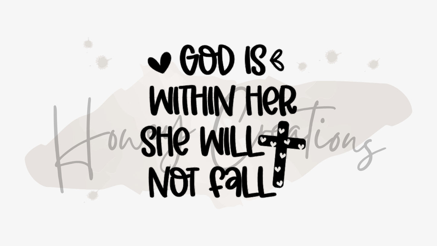 God Is Within Her She Will Not Fall Vinyl Decal
