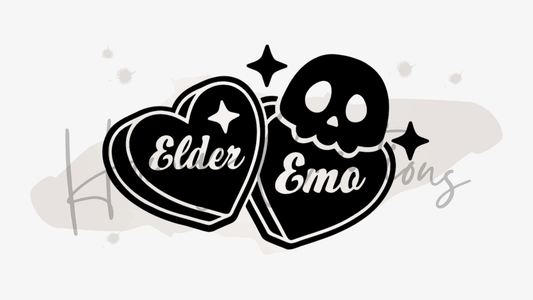 Elder Emo Hearts and Skeleton Vinyl Decal