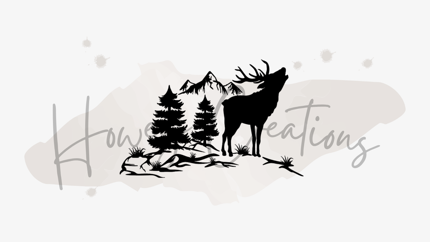 Elk With Mountains Vinyl Decal