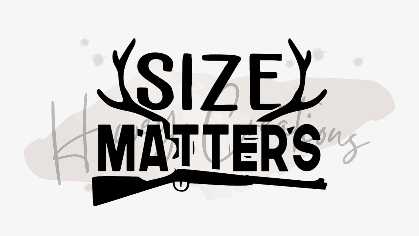 Size Matters with Antlers & Gun Vinyl Decal