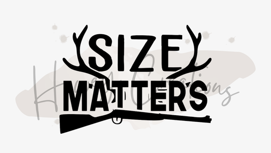 Size Matters with Antlers & Gun Vinyl Decal