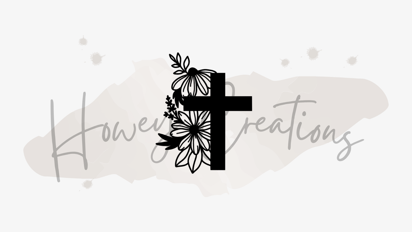 Cross With Flowers Vinyl Decal