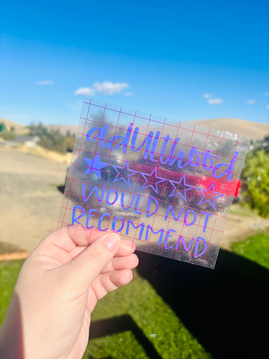 Adulthood Would Not Recommend Vinyl Decal