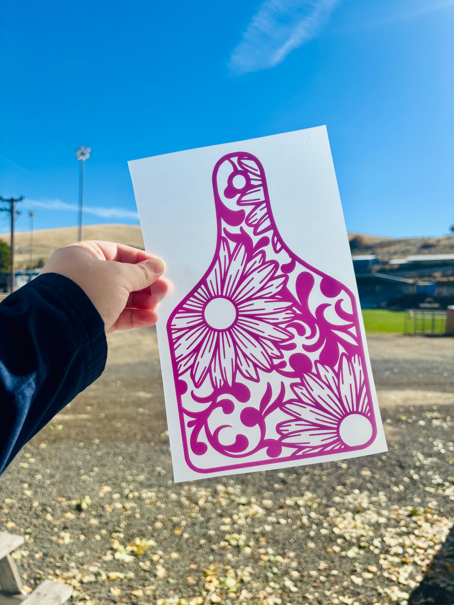 Tooled Cow Tag Vinyl Decal