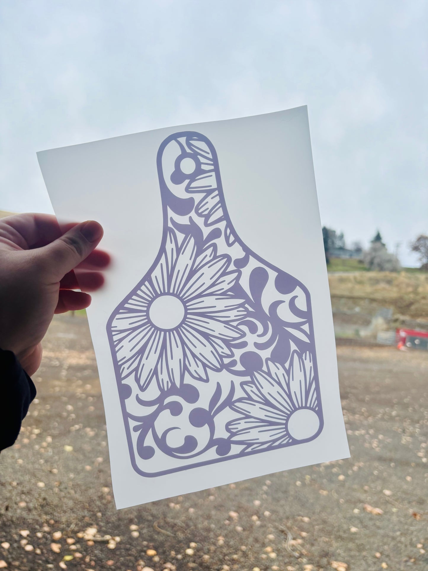 Tooled Cow Tag Vinyl Decal