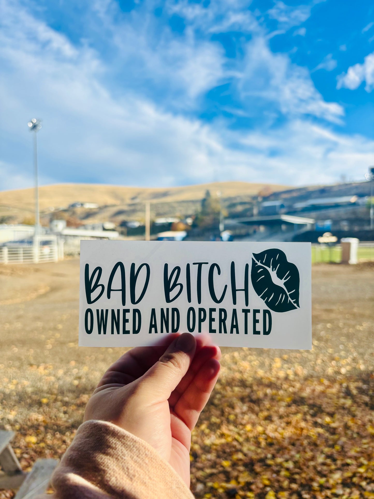 Bad Bitch Owned and Operated with Lips Vinyl Decal
