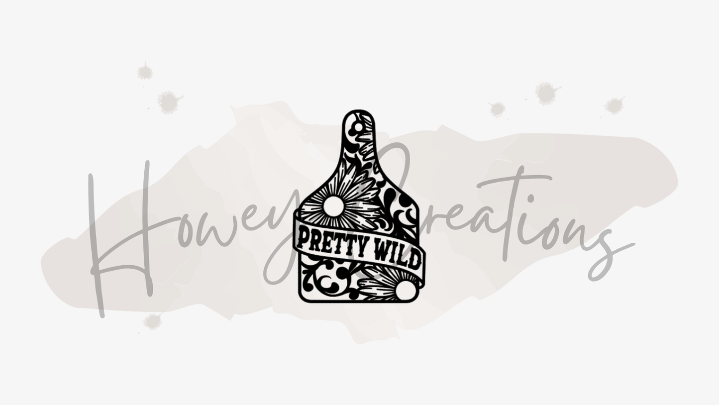 Pretty Wild Tooled Cow Tag Vinyl Decal