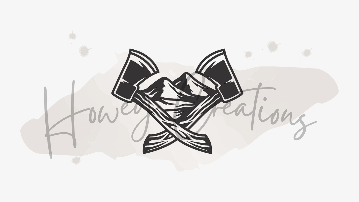 Mountains with Axes Vinyl Decal