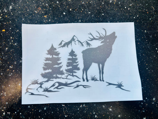 READY TO SHIP Elk & Mountains Vinyl Decal